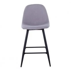 Pebble 34.75 in. Light Grey Fabric and Black Metal High Back Counter Stool (Set of 2) by Lumisource -Cheap Lumisource Store light grey fabric black metal lumisource bar stools b24 peb bklgy2 31 1000