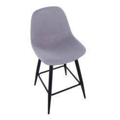 Pebble 34.75 in. Light Grey Fabric and Black Metal High Back Counter Stool (Set of 2) by Lumisource -Cheap Lumisource Store light grey fabric black metal lumisource bar stools b24 peb bklgy2 a0 1000