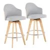 Ahoy 37 in. Light Grey Fabric and Natural Wood Backrest Counter Height Bar Stool with Natural Wood Legs (Set of 2) by Lumisource -Cheap Lumisource Store light grey fabric natural wood lumisource bar stools b26 ahoy2 r nanalgy2 64 1000
