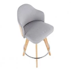 Ahoy 37 in. Light Grey Fabric and Natural Wood Backrest Counter Height Bar Stool with Natural Wood Legs (Set of 2) by Lumisource -Cheap Lumisource Store light grey fabric natural wood lumisource bar stools b26 ahoy2 r nanalgy2 a0 1000