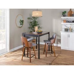 Stella 34.5 in. Light Grey Fabric and Walnut High Back Wood Counter Height Bar Stool (Set of 2) by Lumisource -Cheap Lumisource Store light grey fabric walnut wood lumisource bar stools b24 stella wllgy2 31 1000