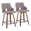 Stella 34.5 in. Light Grey Fabric and Walnut High Back Wood Counter Height Bar Stool (Set of 2) by Lumisource -Cheap Lumisource Store light grey fabric walnut wood lumisource bar stools b24 stella wllgy2 64 1000