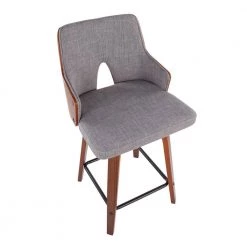 Stella 34.5 in. Light Grey Fabric and Walnut High Back Wood Counter Height Bar Stool (Set of 2) by Lumisource -Cheap Lumisource Store light grey fabric walnut wood lumisource bar stools b24 stella wllgy2 a0 1000