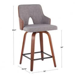 Stella 34.5 in. Light Grey Fabric and Walnut High Back Wood Counter Height Bar Stool (Set of 2) by Lumisource -Cheap Lumisource Store light grey fabric walnut wood lumisource bar stools b24 stella wllgy2 c3 1000