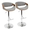 Curvo 43 in. Adjustable Bar Stool in Light Grey Fabric and Chrome with Walnut Wood (Set of 2) by Lumisource 1 Curvo 43 in. Adjustable Bar Stool in Light Grey Fabric and Chrome with Walnut Wood (Set of 2) by Lumisource -Cheap Lumisource Store light grey fabric walnut wood lumisource bar stools bs curvo2 swvt wllgy2 64 1000