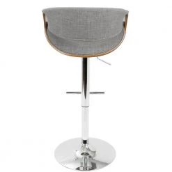 Curvo 43 in. Adjustable Bar Stool in Light Grey Fabric and Chrome with Walnut Wood (Set of 2) by Lumisource -Cheap Lumisource Store light grey fabric walnut wood lumisource bar stools bs curvo2 swvt wllgy2 66 1000
