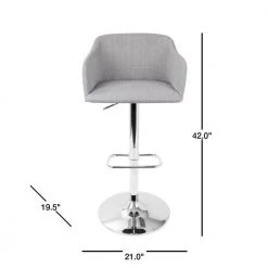 Daniella Light Grey Adjustable Bar Stool by Lumisource -Cheap Lumisource Store light grey lumisource bar stools bs dnlla lgy 40 1000