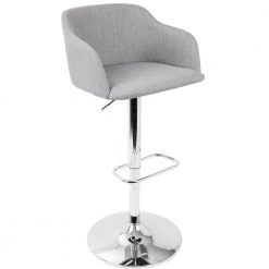 Daniella Light Grey Adjustable Bar Stool by Lumisource