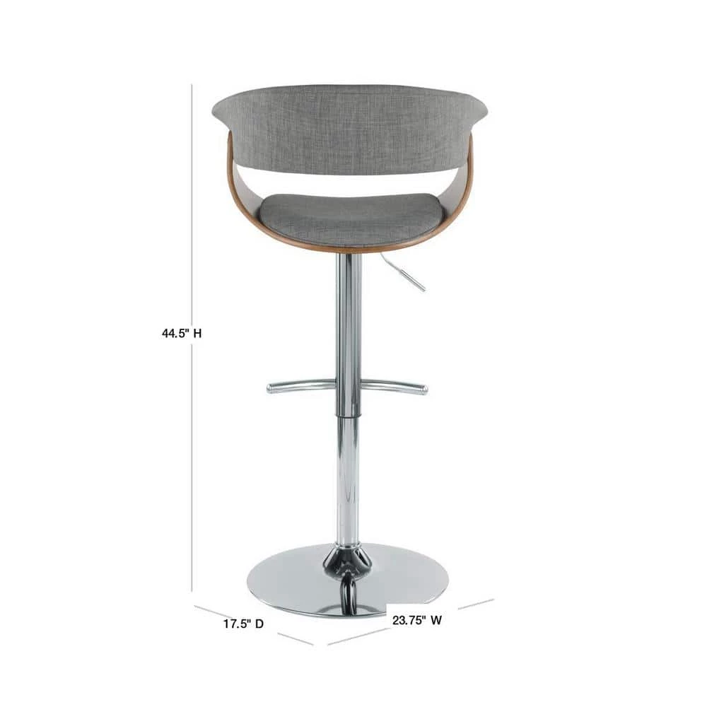 Vintage 32 in. Mod Adjustable Bar Stool in Walnut and Light Grey by Lumisource 5 Vintage 32 in. Mod Adjustable Bar Stool in Walnut and Light Grey by Lumisource - Image 3