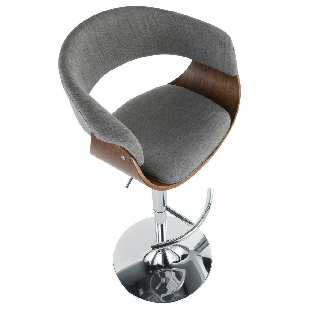 Vintage 32 in. Mod Adjustable Bar Stool in Walnut and Light Grey by Lumisource 6 Vintage 32 in. Mod Adjustable Bar Stool in Walnut and Light Grey by Lumisource - Image 4