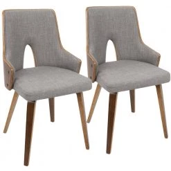 Stella Walnut and Light Grey Accent Chair (Set of 2) by Lumisource