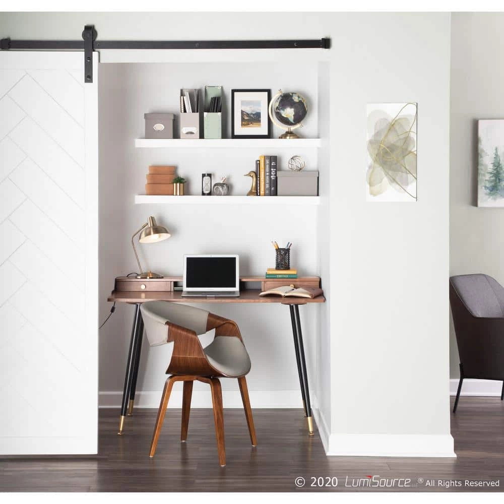 Symphony Mid-Century Walnut and Light Grey Modern Dining/Accent Chair with Faux Leather by Lumisource 8 Symphony Mid-Century Walnut and Light Grey Modern Dining/Accent Chair with Faux Leather by Lumisource - Image 6