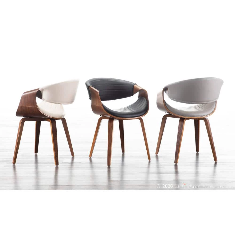 Symphony Mid-Century Walnut and Light Grey Modern Dining/Accent Chair with Faux Leather by Lumisource 6 Symphony Mid-Century Walnut and Light Grey Modern Dining/Accent Chair with Faux Leather by Lumisource - Image 4