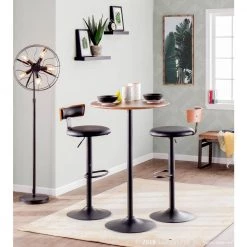 Weller Walnut and Black Adjustable Bar Stool by Lumisource 13 Weller Walnut and Black Adjustable Bar Stool by Lumisource -Cheap Lumisource Store multi colored lumisource bar stools bs wellr wl bk 31 1000