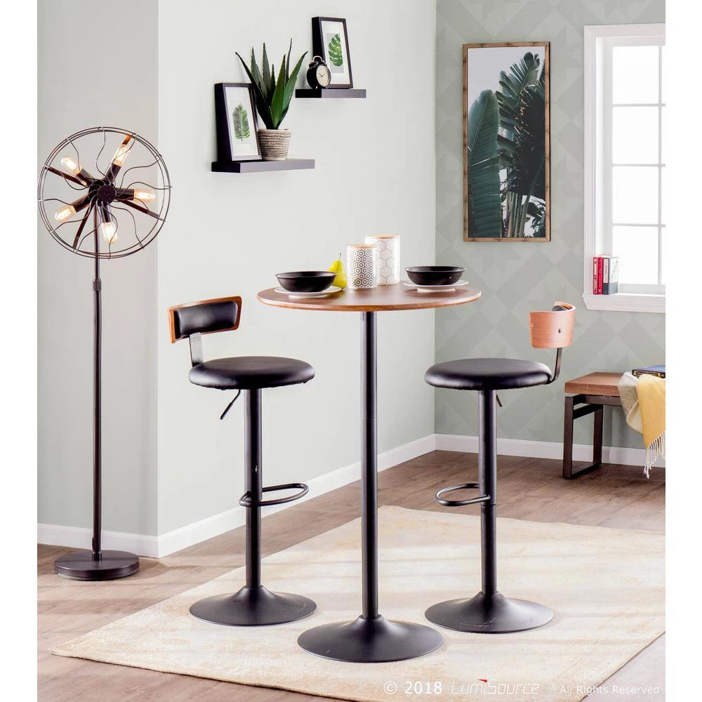 Weller Walnut and Black Adjustable Bar Stool by Lumisource 8 Weller Walnut and Black Adjustable Bar Stool by Lumisource - Image 6