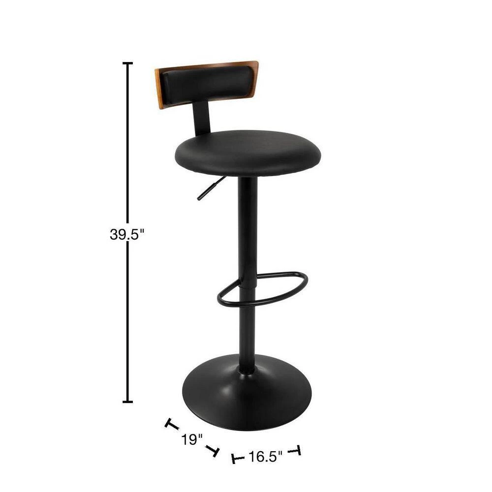 Weller Walnut and Black Adjustable Bar Stool by Lumisource 5 Weller Walnut and Black Adjustable Bar Stool by Lumisource - Image 3