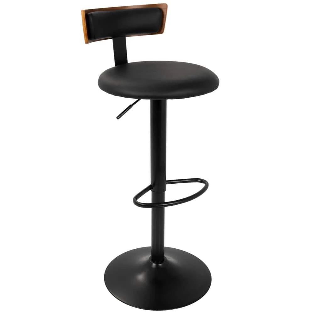 Weller Walnut and Black Adjustable Bar Stool by Lumisource 3 Weller Walnut and Black Adjustable Bar Stool by Lumisource