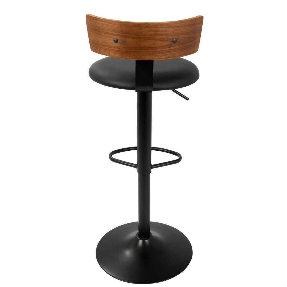 Weller Walnut and Black Adjustable Bar Stool by Lumisource 6 Weller Walnut and Black Adjustable Bar Stool by Lumisource - Image 4