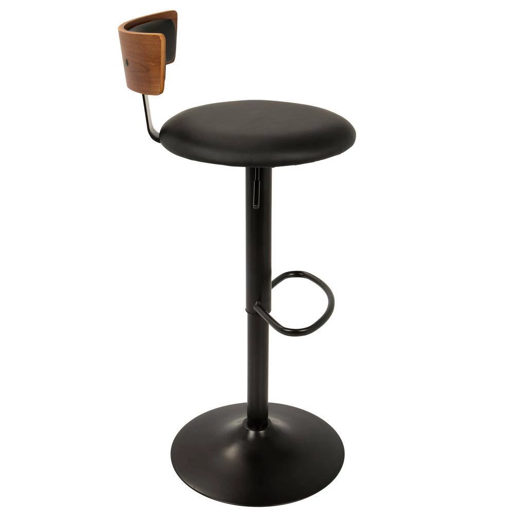 Weller Walnut and Black Adjustable Bar Stool by Lumisource 4 Weller Walnut and Black Adjustable Bar Stool by Lumisource - Image 2