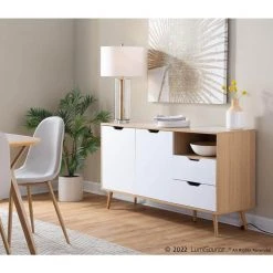 Astro Natural & White Wood Sideboard with Cabinets & Sliding Drawers by Lumisource -Cheap Lumisource Store natural white wood lumisource accent cabinets tbs astro naw 31 1000