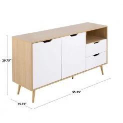Astro Natural & White Wood Sideboard with Cabinets & Sliding Drawers by Lumisource -Cheap Lumisource Store natural white wood lumisource accent cabinets tbs astro naw 4f 1000