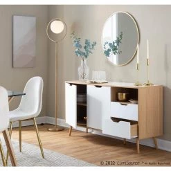 Astro Natural & White Wood Sideboard with Cabinets & Sliding Drawers by Lumisource -Cheap Lumisource Store natural white wood lumisource accent cabinets tbs astro naw 77 1000