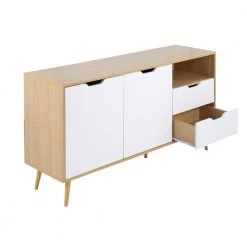 Astro Natural & White Wood Sideboard with Cabinets & Sliding Drawers by Lumisource -Cheap Lumisource Store natural white wood lumisource accent cabinets tbs astro naw c3 1000