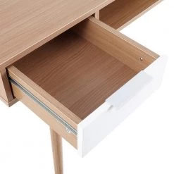 Pebble Double 47.25 in. Rectangular Natural and White Wood 2-Drawer Computer Desk with Shelf by Lumisource -Cheap Lumisource Store natural white wood lumisource writing desks ofd pebble dbl naw 77 1000