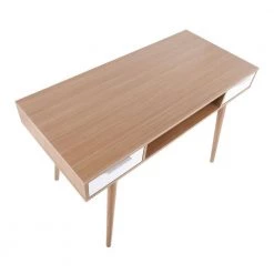 Pebble Double 47.25 in. Rectangular Natural and White Wood 2-Drawer Computer Desk with Shelf by Lumisource -Cheap Lumisource Store natural white wood lumisource writing desks ofd pebble dbl naw a0 1000