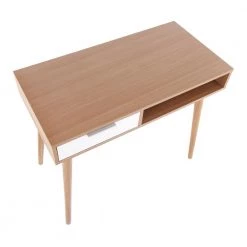 Pebble 35.5 in. Rectangular Natural and White Wood 1-Drawer Computer Desk with Shelf by Lumisource -Cheap Lumisource Store natural white wood lumisource writing desks ofd pebble naw a0 1000
