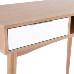 Pebble 35.5 in. Rectangular Natural and White Wood 1-Drawer Computer Desk with Shelf by Lumisource -Cheap Lumisource Store natural white wood lumisource writing desks ofd pebble naw c3 1000