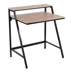 Cheap Lumisource Store 19 2-Tier 31.5 in. Natural Wood & Black Steel Writing Desk with Shelf by Lumisource