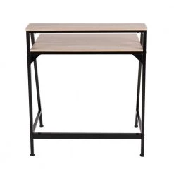 2-Tier 31.5 in. Natural Wood & Black Steel Writing Desk with Shelf by Lumisource 11 2-Tier 31.5 in. Natural Wood & Black Steel Writing Desk with Shelf by Lumisource -Cheap Lumisource Store natural wood black steel lumisource writing desks ofd 2tier bkna 66 1000