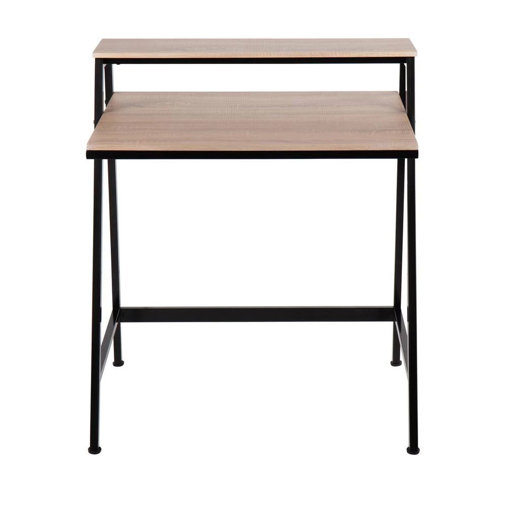 2-Tier 31.5 in. Natural Wood & Black Steel Writing Desk with Shelf by Lumisource 7 2-Tier 31.5 in. Natural Wood & Black Steel Writing Desk with Shelf by Lumisource - Image 5