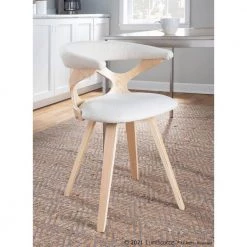 Gardenia Natural Wood and Cream Fabric Swivel Dining Chair by Lumisource -Cheap Lumisource Store natural wood cream fabric lumisource dining chairs ch gard nacr 1f 1000