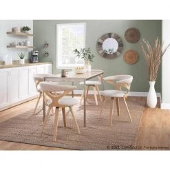 Gardenia Natural Wood and Cream Fabric Swivel Dining Chair by Lumisource -Cheap Lumisource Store natural wood cream fabric lumisource dining chairs ch gard nacr 31 1000