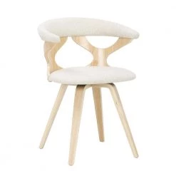 Gardenia Natural Wood and Cream Fabric Swivel Dining Chair by Lumisource