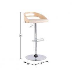 Cassis 29.5 in. Natural Wood and Cream Faux Leather Adjustable Bar Stool by Lumisource -Cheap Lumisource Store natural wood cream faux leather lumisource bar stools bs cassis nacr 40 1000