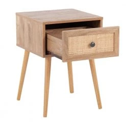 Bora Bora 15.25 in. Natural Square Wood End Table with Sliding Drawer and Rattan Accent by Lumisource -Cheap Lumisource Store natural wood lumisource end side tables t21 bora na 77 1000
