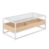 Display 22 in. Natural Wood and White Steel Rectangle Glass Coffee Table with 4-Storage Compartments by Lumisource -Cheap Lumisource Store natural wood white steel lumisource coffee tables ct display wna 64 1000