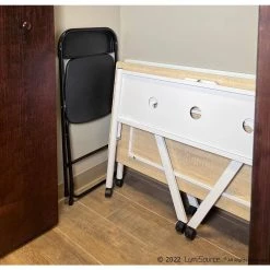 K Fold 47.25 in. Natural Wood and White Steel Folding Writing Desk by Lumisource -Cheap Lumisource Store natural wood white steel lumisource writing desks ofd kfold wna 31 1000