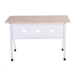 K Fold 47.25 in. Natural Wood and White Steel Folding Writing Desk by Lumisource -Cheap Lumisource Store natural wood white steel lumisource writing desks ofd kfold wna 66 1000