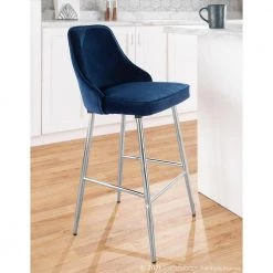 Marcel 25 in. Chrome Metal Counter Stool with Navy Blue Velvet Upholstery (Set of 2) by Lumisource 15 Marcel 25 in. Chrome Metal Counter Stool with Navy Blue Velvet Upholstery (Set of 2) by Lumisource -Cheap Lumisource Store navy blue velvet lumisource bar stools b25 marcel vnb2 c3 1000