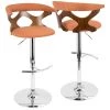 Gardenia Walnut and Orange Adjustable Bar Stool by Lumisource -Cheap Lumisource Store orange chrome lumisource bar stools bs gard wl o 64 1000