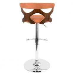 Gardenia Walnut and Orange Adjustable Bar Stool by Lumisource -Cheap Lumisource Store orange chrome lumisource bar stools bs gard wl o 66 1000