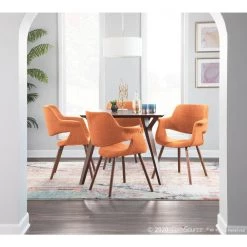 Vintage Flair Walnut and Orange Accent Chair by Lumisource -Cheap Lumisource Store orange lumisource dining chairs chr jy vfl o 31 1000