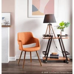 Vintage Flair Walnut and Orange Accent Chair by Lumisource -Cheap Lumisource Store orange lumisource dining chairs chr jy vfl o 44 1000