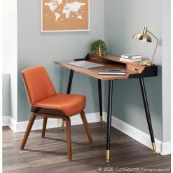 Corazza Walnut and Orange Counter Chair by Lumisource 21 Corazza Walnut and Orange Counter Chair by Lumisource -Cheap Lumisource Store orange walnut lumisource dining chairs ch crzz wl o 31 1000