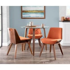 Corazza Walnut and Orange Counter Chair by Lumisource 20 Corazza Walnut and Orange Counter Chair by Lumisource -Cheap Lumisource Store orange walnut lumisource dining chairs ch crzz wl o 44 1000