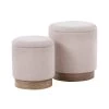 Marla Pink Fabric and Natural Wood Nesting Ottoman Set by Lumisource -Cheap Lumisource Store pink fabric natural wood lumisource ottomans ot2 marla napk 64 1000